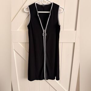 MSK Small Black Sleeveless Dress with Trim EUC $69 Retail